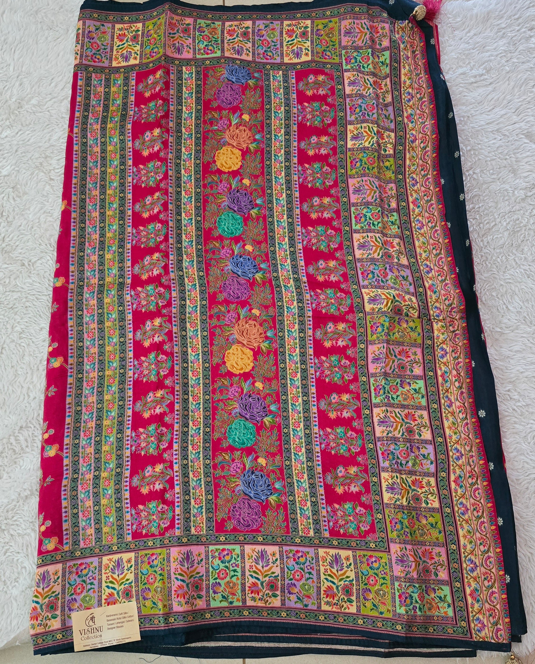 Pashmina Saree with Allover Meena Jaal - 7112