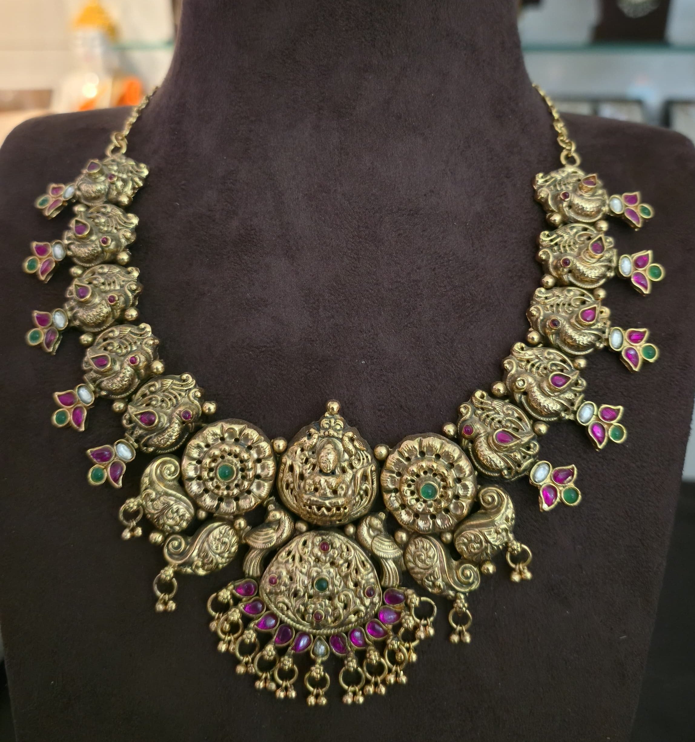 Antique Polish Jadau Kundan Peacock Neckset - SV3145