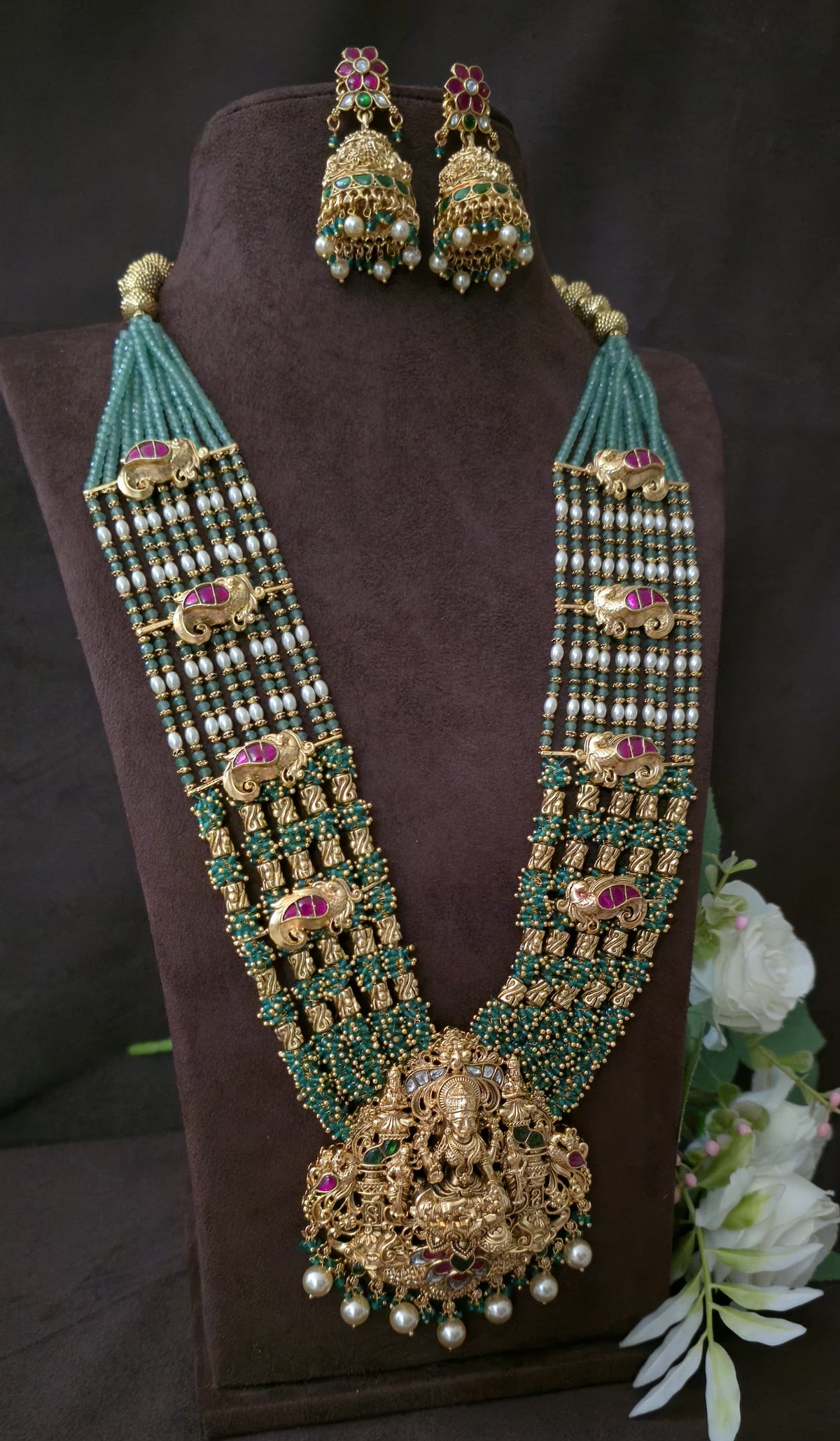 Antique Nakshi Lakshmi Locket Beads Haraam - SV3125