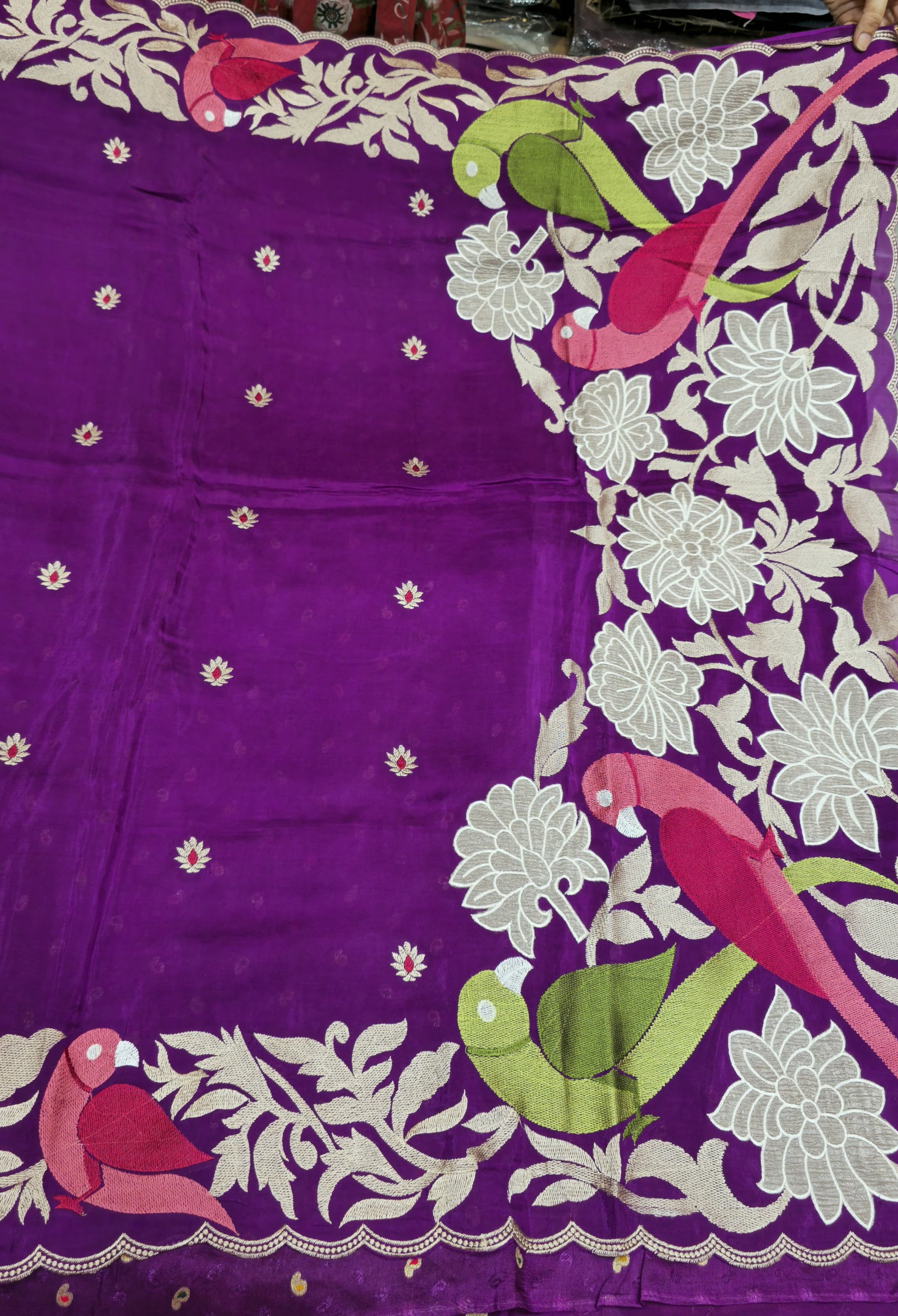 Soft Tissur Silk Saree With Embrodery Work - 7120